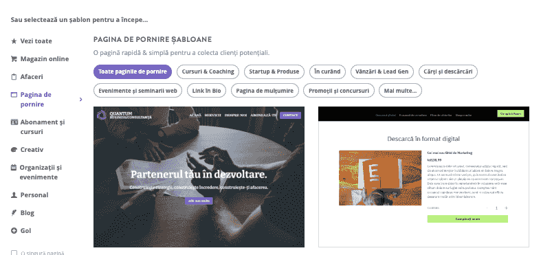 Cum să folosești Strikingly pentru produsele tale de marcă privată - Alege un șablon