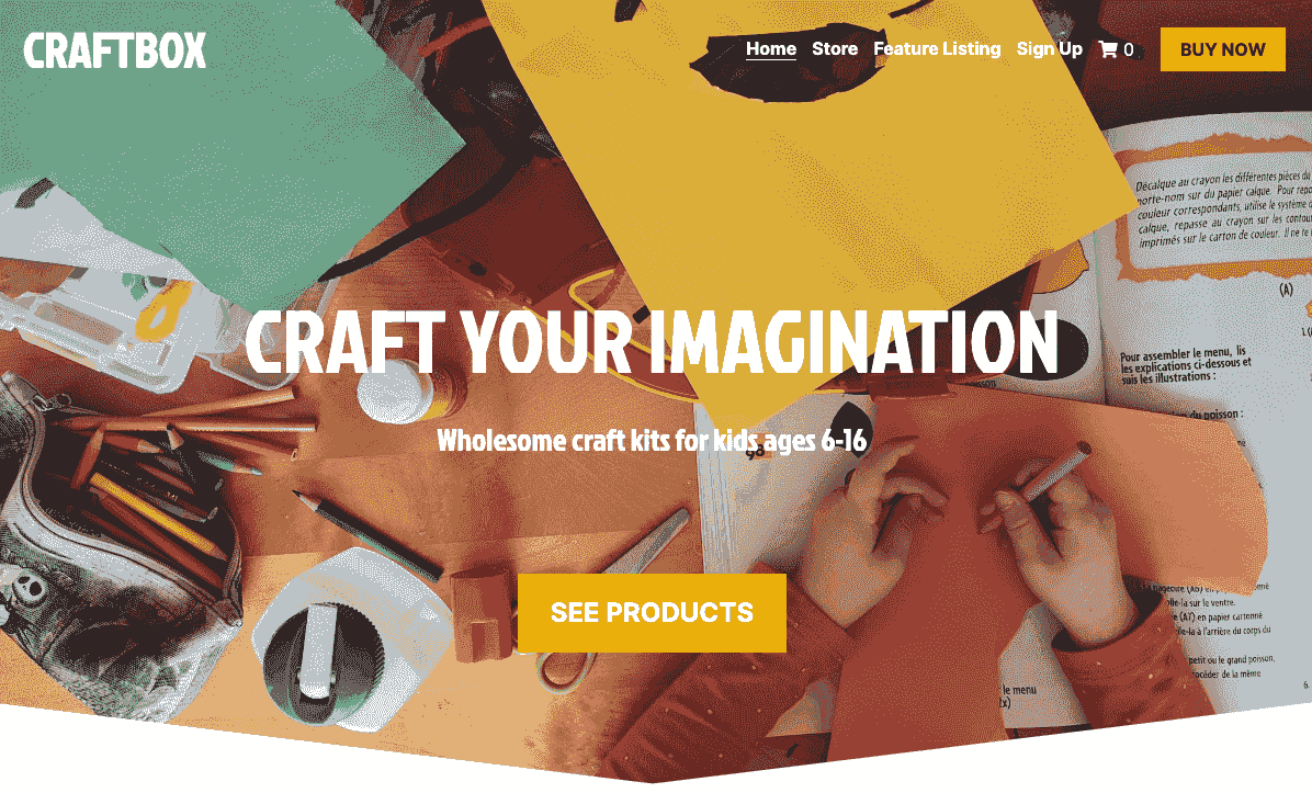 Szablon CraftBox od Strikingly