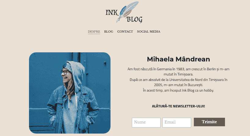 Șablon de blog Ink de la Strikingly