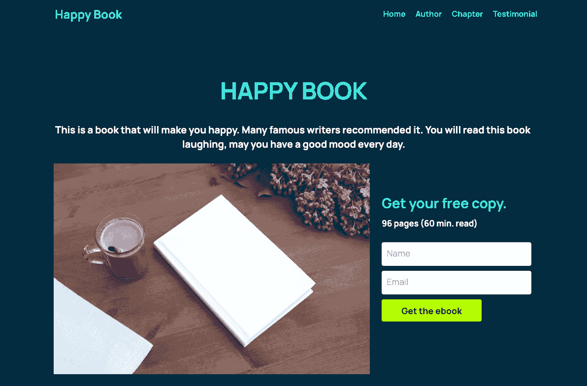 Szablon HappyBook od Strikingly
