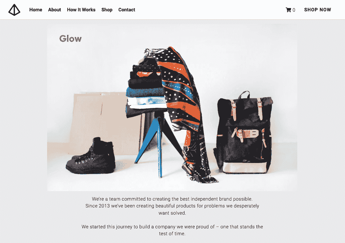 Szablon Glow Online Store od Strikingly