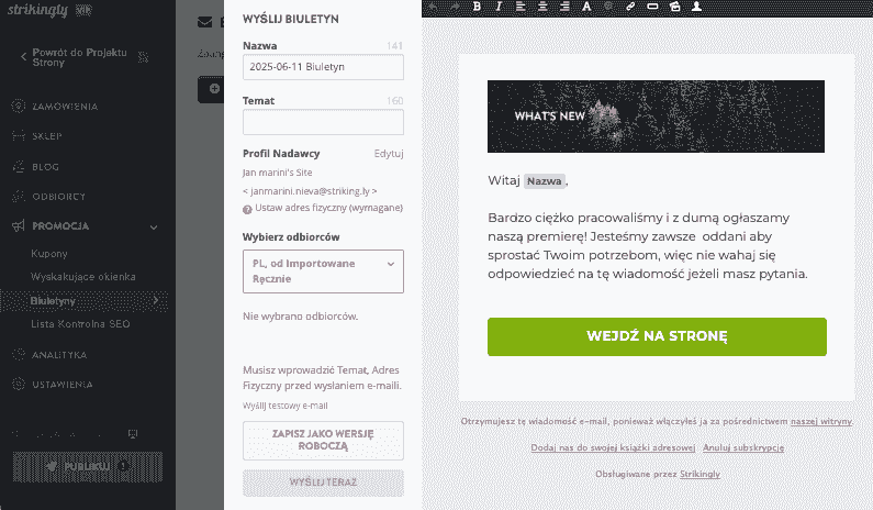 Jak Strikingly może pomóc zwiększyć zaangażowanie w przewodnikach Instagram - Integracja biuletynu e-mail