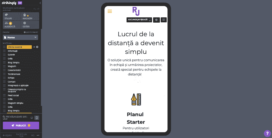 Strikingly pentru un design de blog eficient și antrenant - șablon receptiv
