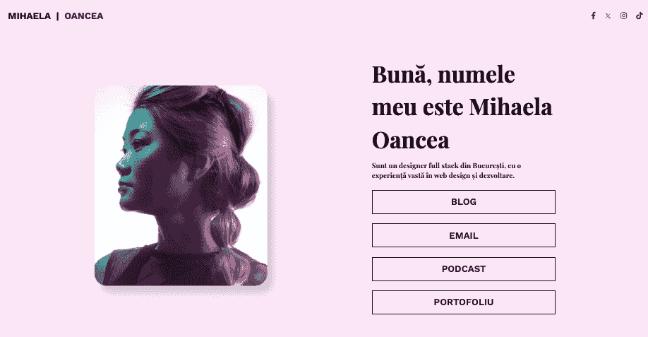Șablonul de rețea personală Michelle Cruise de la Strikingly