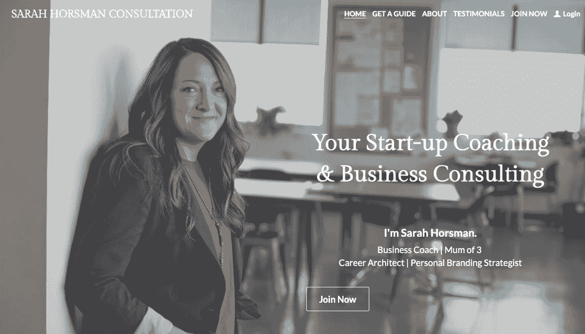 Szablon Sarah Horsman z Strikingly