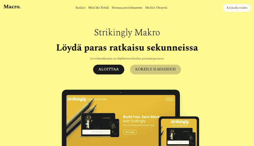 Makropohja toimintakehotuksilla