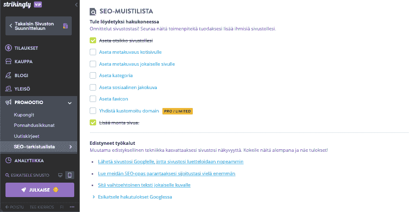 Hämmästyttävästi - digitaalisen yrittäjän pakollinen työkalu - hakukoneoptimoidut ominaisuudet