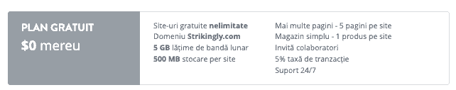 Găzduire web ieftină pe Strikingly - utilizați planul gratuit