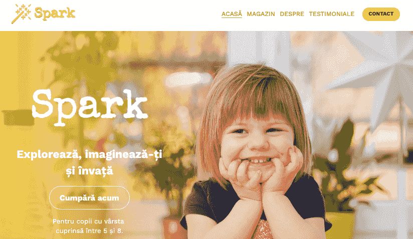 Șablonul Spark de la Strikingly