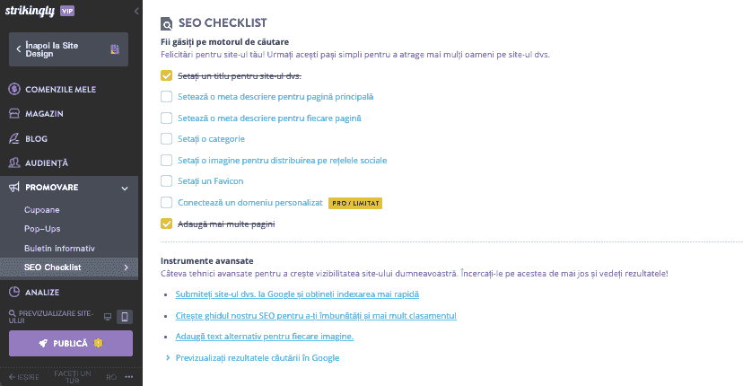 Cum poate Strikingly să ajute cu marketingul restaurantelor - optimizarea SEO