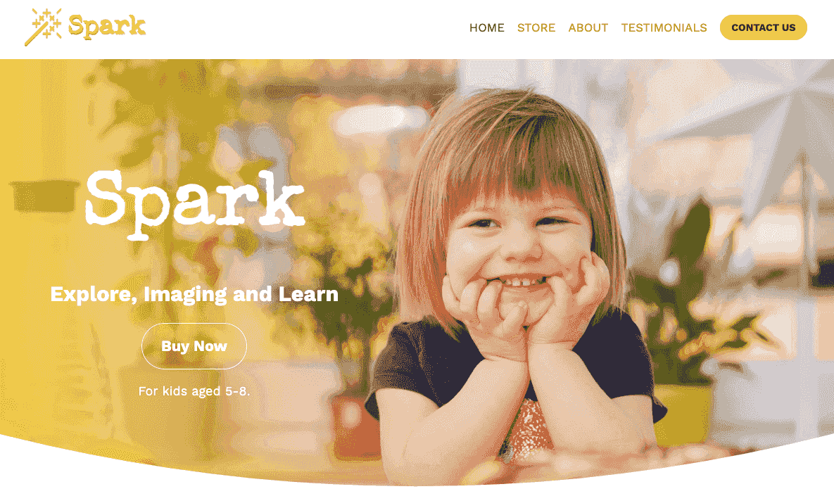 Szablon Spark od Strikingly