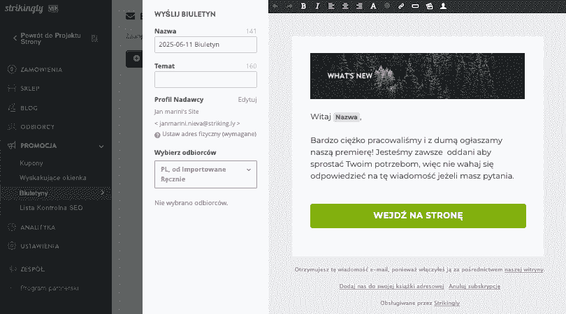 Spersonalizowany marketing ze Strikingly - integracja marketingu e-mailowego