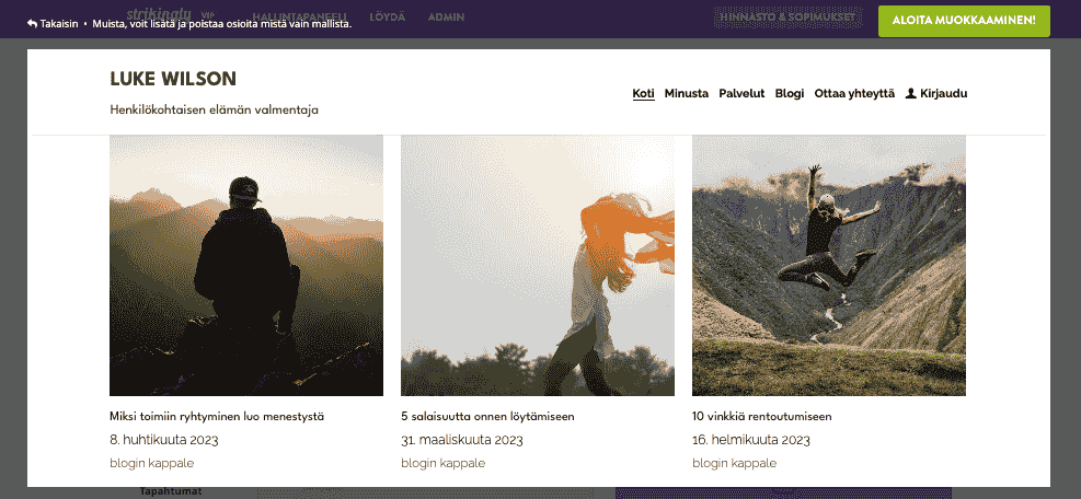 Kuinka rakentaa upea blogisivusto Strikinglyn avulla - Luo blogiosioita