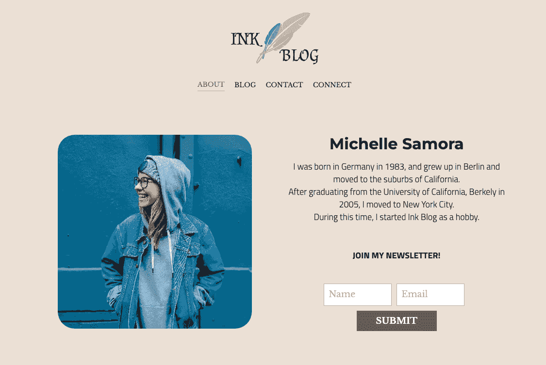 Szablon Bloga Ink od Strikingly