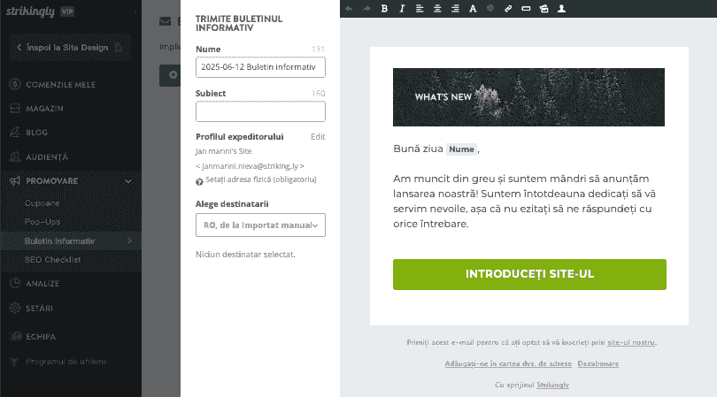 Marketing personalizat cu Strikingly - integrarea marketingului prin email