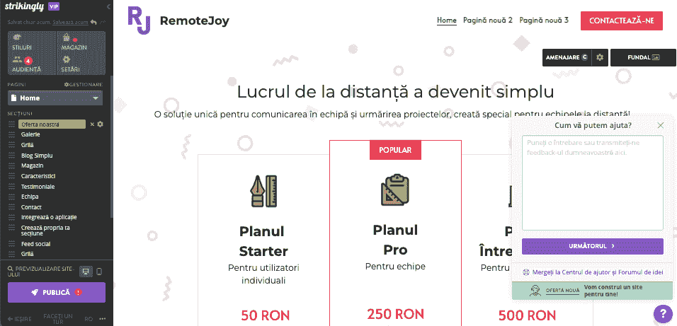 Cum poate Strikingly să ajute afacerile cu feedback-ul clienților - Integrarea chatului live