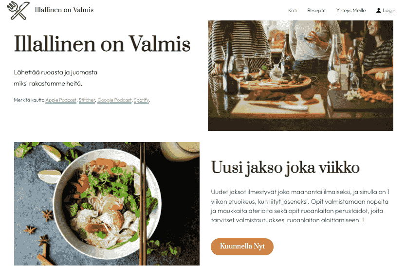 Dinner is Done -verkkosivumalli Strikinglyltä