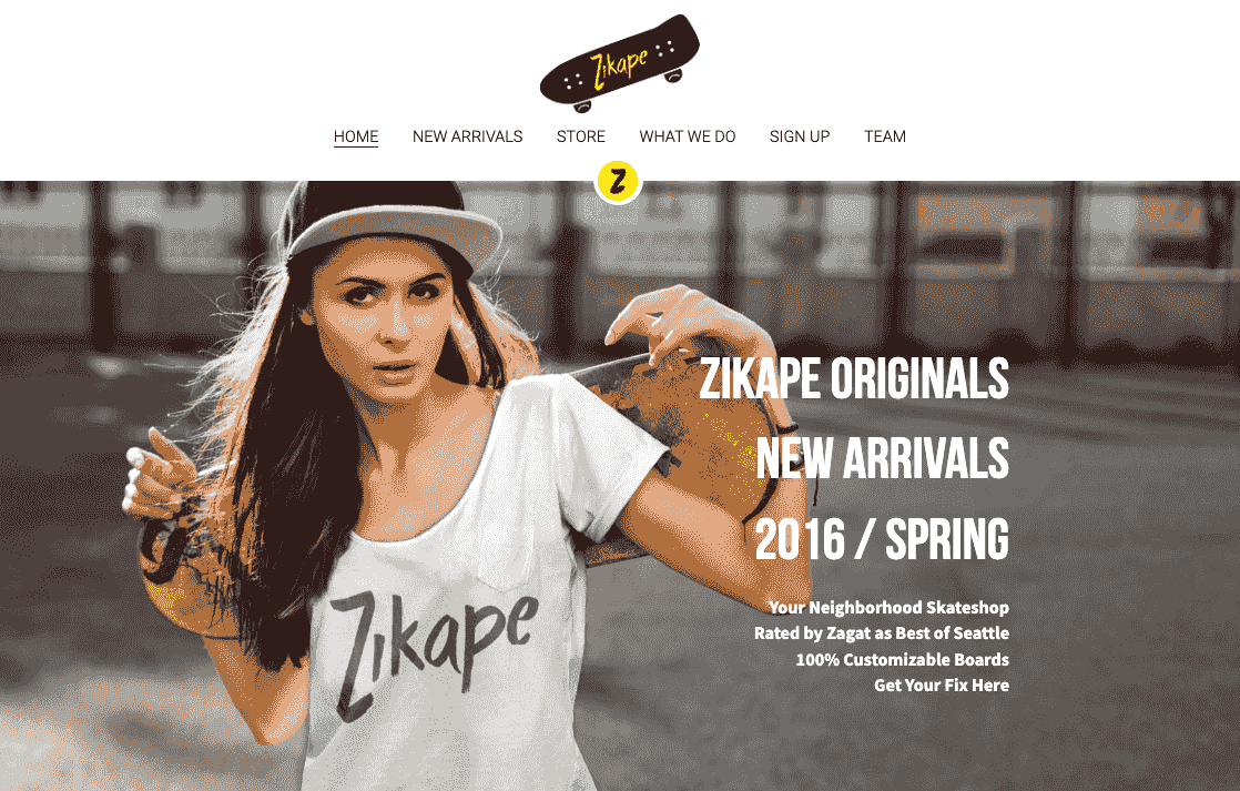 Zikape Online Store Template od Strikingly