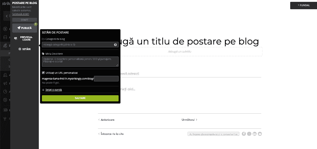 Utilizarea Strikingly pentru a vă promova blogul - Optimizare pentru SEO