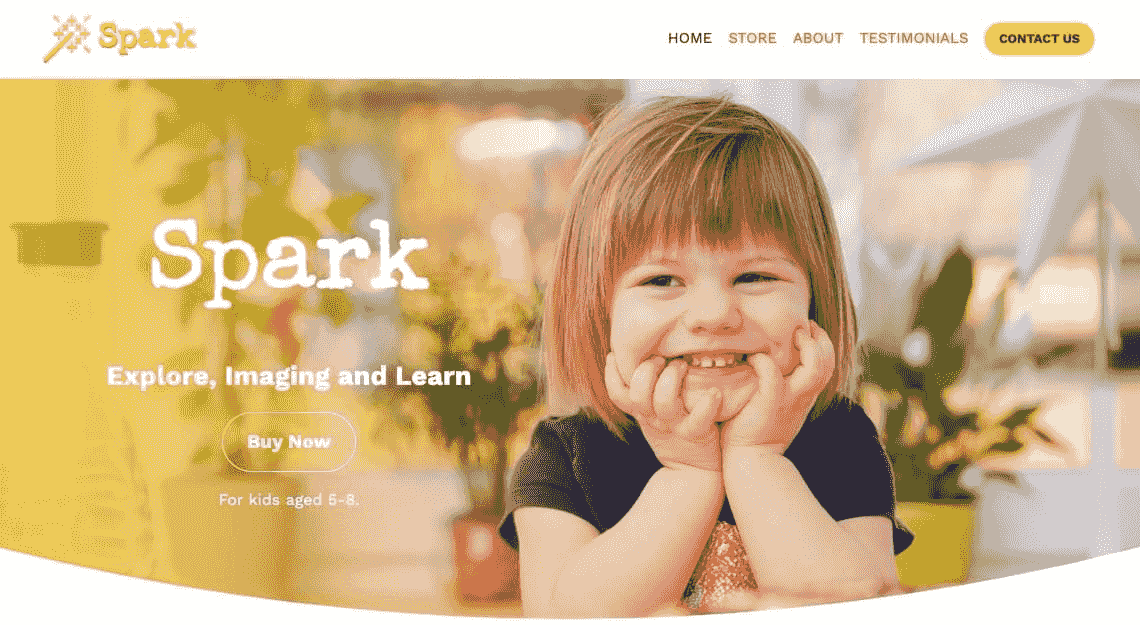 Szablon Spark od Strikingly