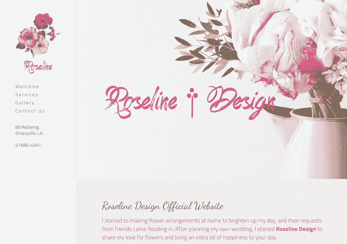 Szablon witryny Roseline od Strikingly