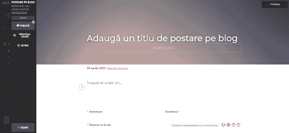 Cum să folosești Strikingly pentru interacțiunea cu rețelele sociale - Utilizează funcțiile de blogging ale Strikingly