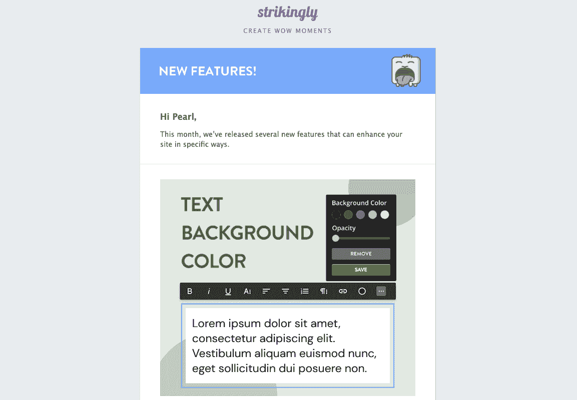 Email personalizat de la Strikingly