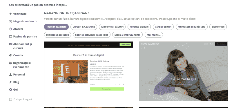 Funcții ale site-ului - Funcțiile Strikingly se extind la soluții de e-commerce - Utilizatorii pot alege un șablon