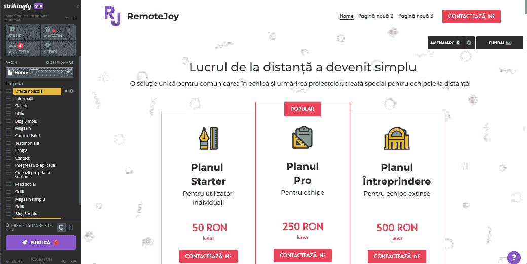 Strikingly pentru un design de blog eficient și antrenant - creează un meniu de navigare intuitiv