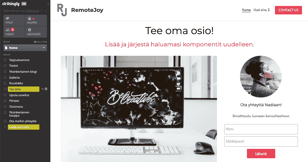 Strikingly Sivuston Toimittaja