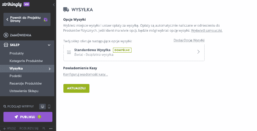 Jak wdrożyć strategię wysyłki z Strikingly - Oferuj wiele metod wysyłki