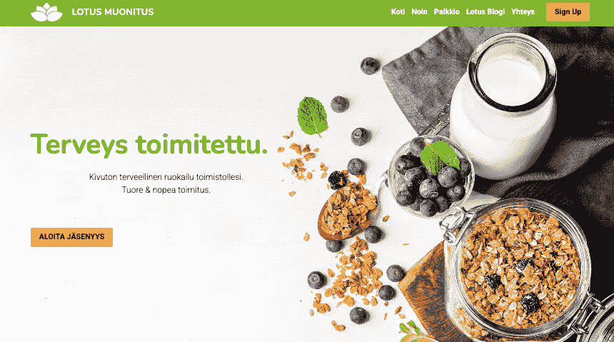 Strikinglyn Lotus Catering -sivustomalli