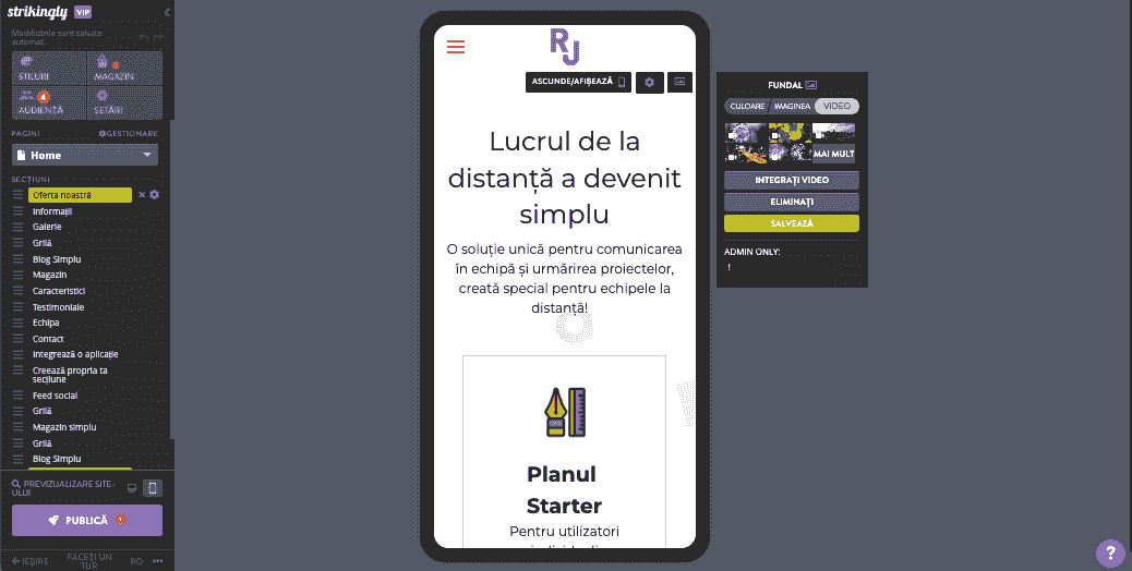 Editor de site-uri mobile Strikingly