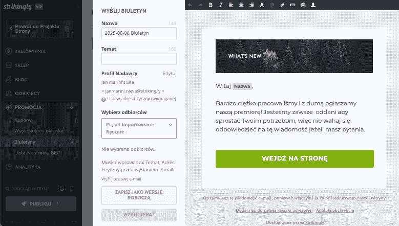 Jak Strikingly może pomóc w hurtowej sprzedaży odzieży - marketing e-mailowy