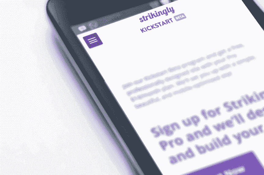 Programa Kickstart de Strikingly en dispositivos móviles