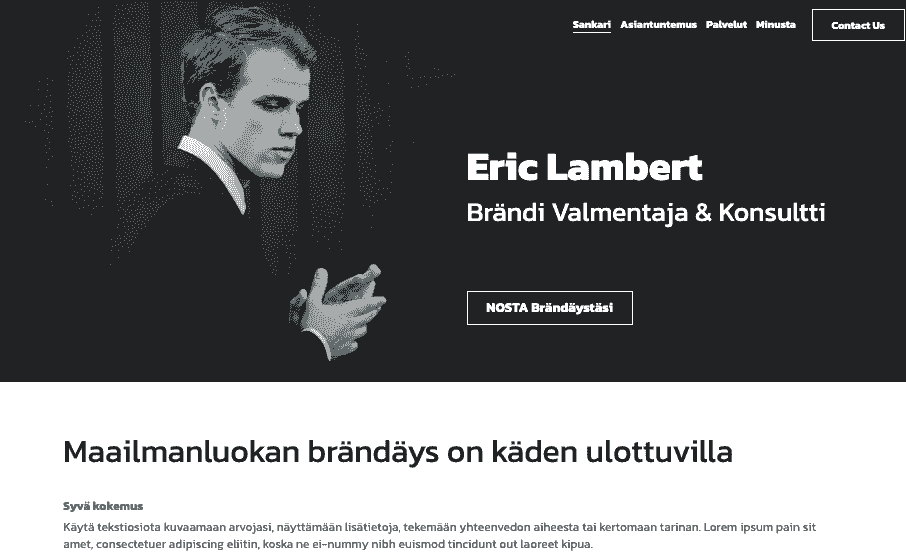 Brändivalmentaja Puhuja Verkkosivuston Malli Strikinglystä