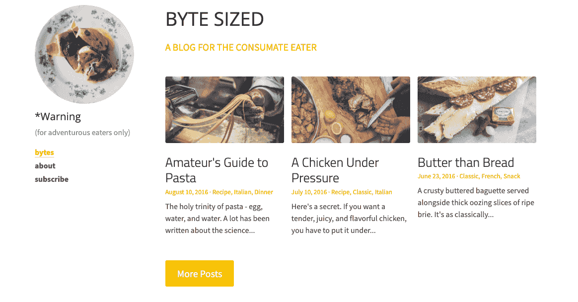 Byte Sized Blog Szablon od Strikingly