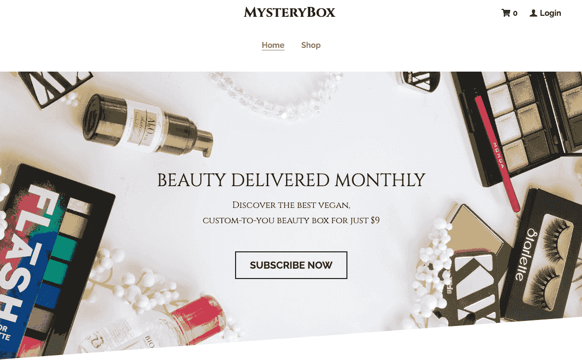 Szablon Wirtualnego Sklepu MysteryBox od Strikingly