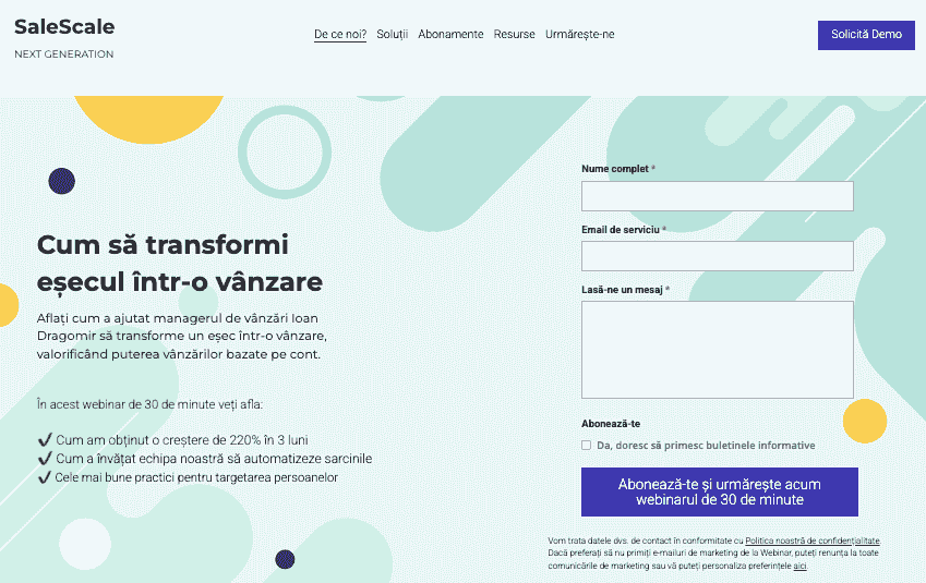 Șablon SaleScale de la Strikingly