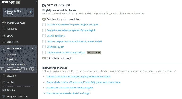 Cum poate Strikingly să ajute cu afișarea produselor - optimizarea SEO
