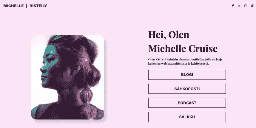 Michelle Cruise verkkosivuston malli Strikinglyltä
