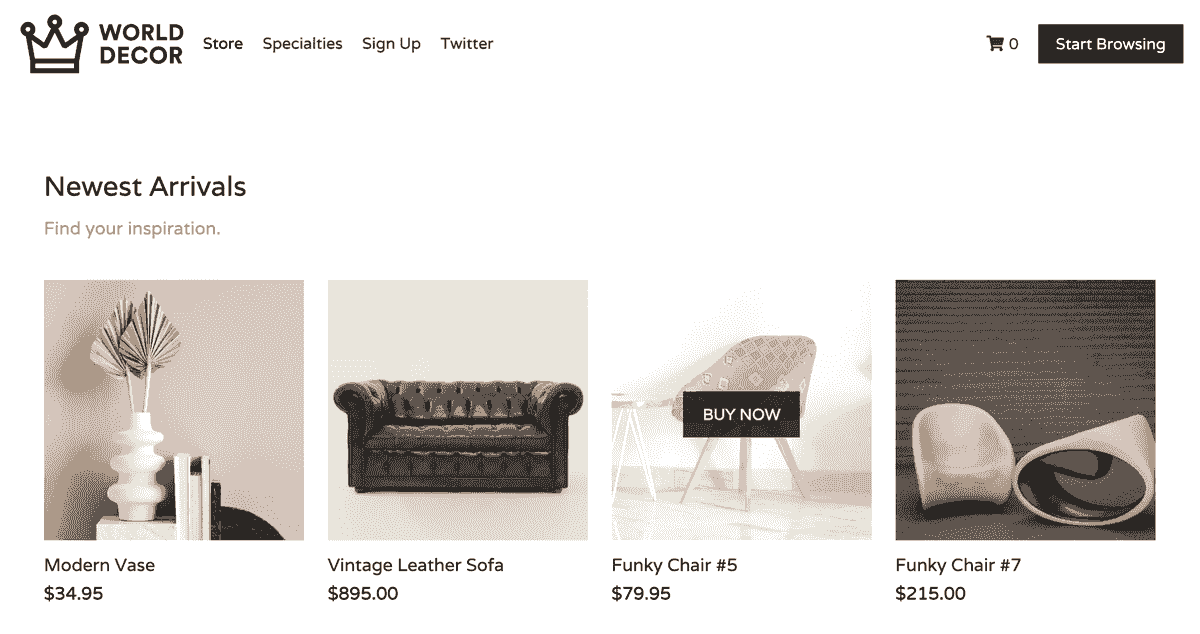 Szablon Sklepu Meblowego Word Decor Online z Strikingly