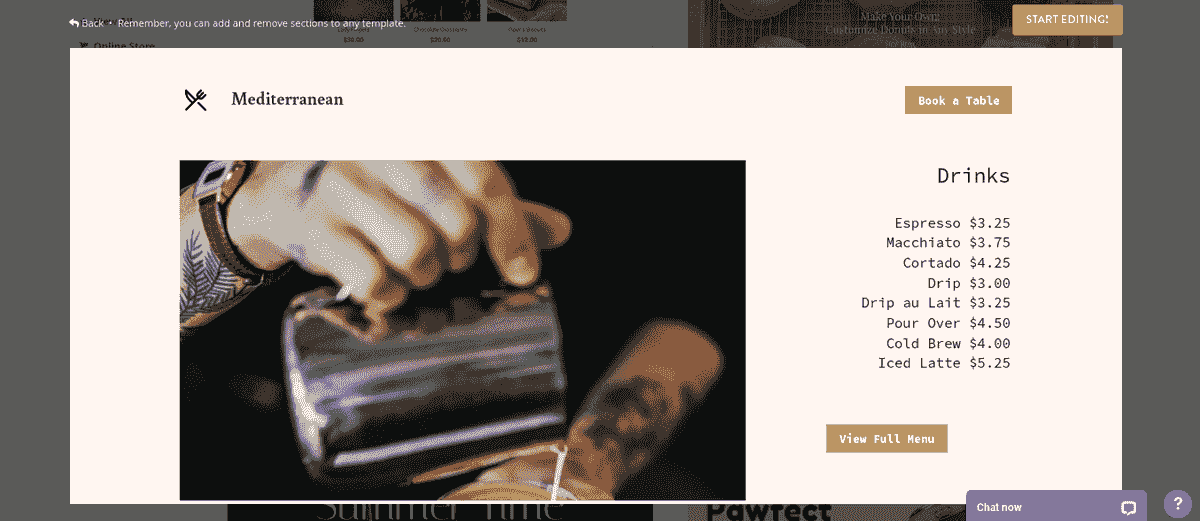 Jak Strikingly może pomóc w marketingu restauracji - Menu i informacje online