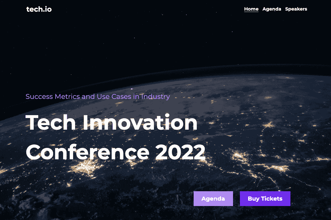 قالب حلقة دراسية شبكية Tech.Io من Strikingly