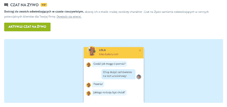 Funkcja Czat na Żywo w Strikingly