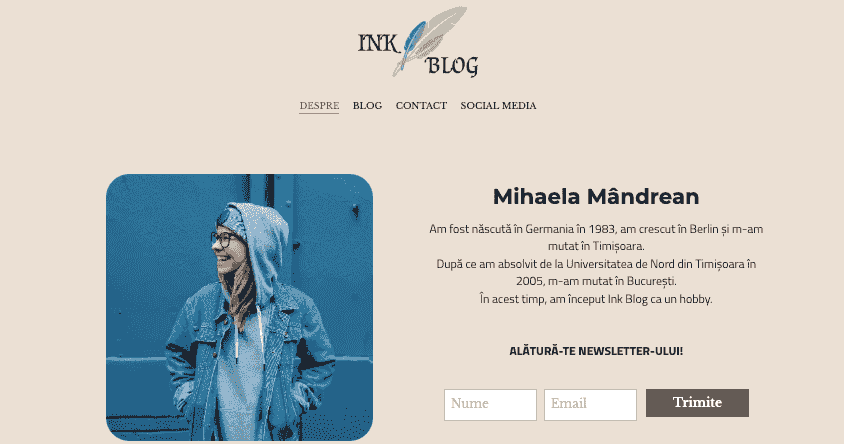 Ink Blog Template de la Strikingly