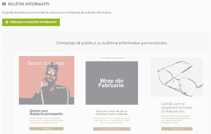 Funcția de buletin informativ a Strikingly