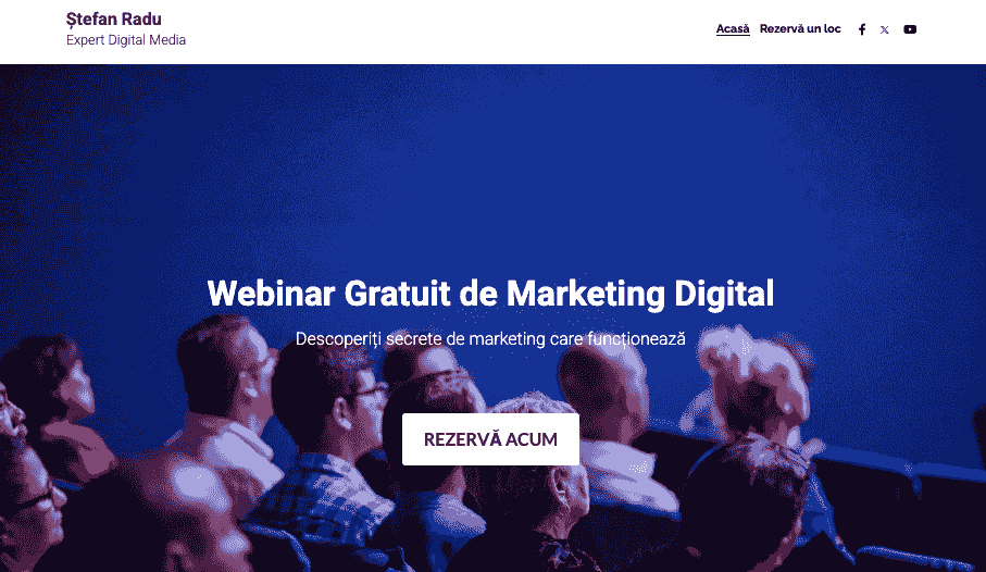 Șablon de webinar de la Strikingly