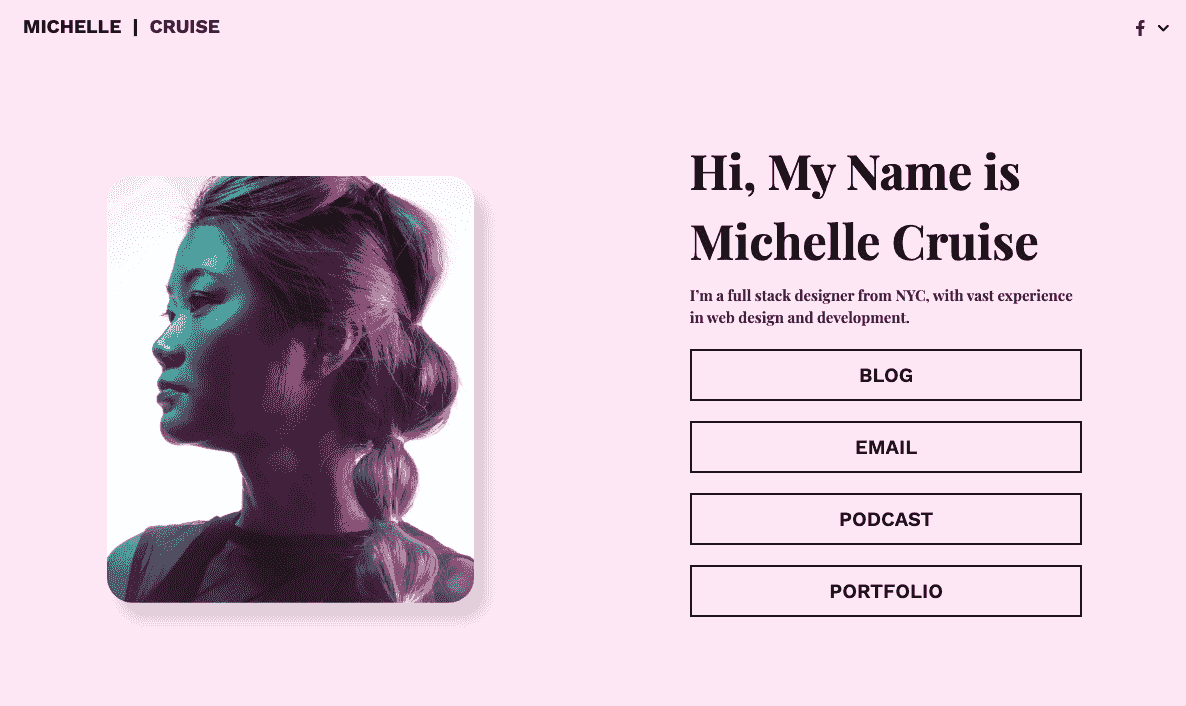 Szablon Personalnego Networking Michelle Cruise od Strikingly