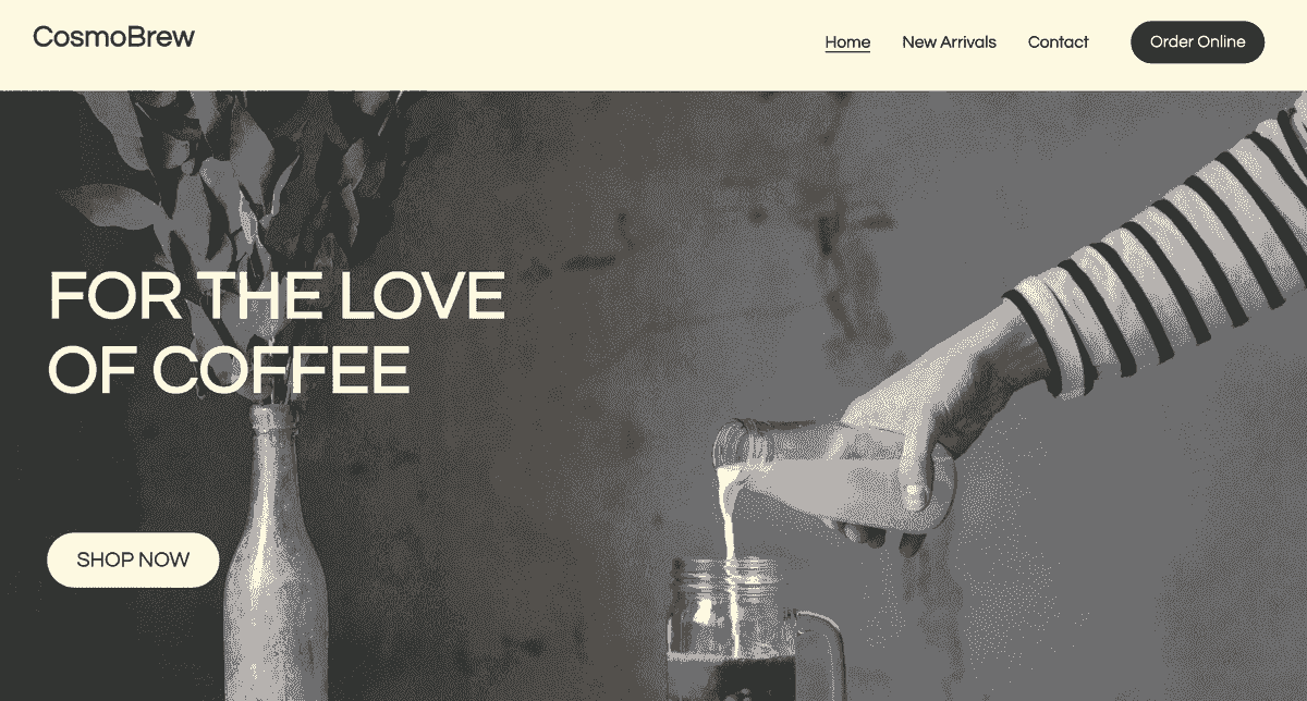 Plantilla de tienda online CosmoBrew de Strikingly